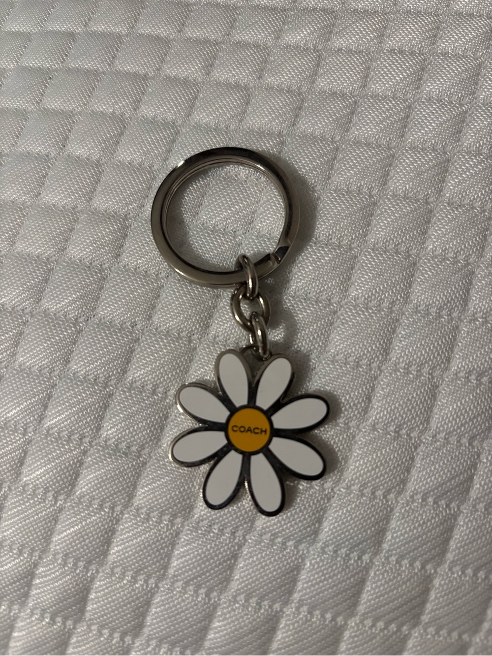 Coach White and Yellow Daisy Keyring Charm